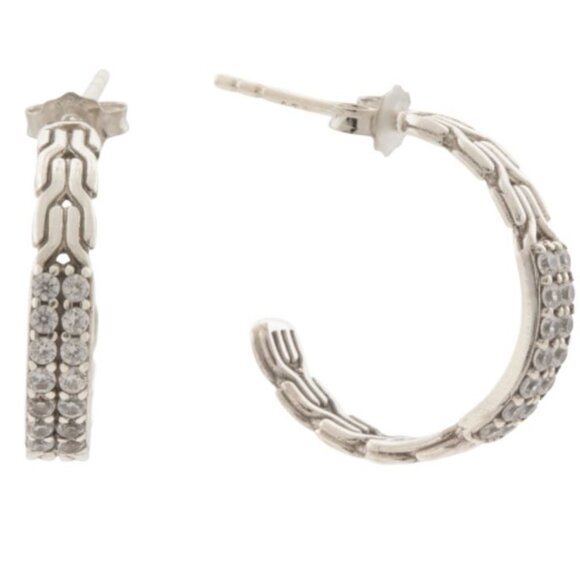 NWT ANNIKA WITT Sterling Silver Cubic Zirconia Hoop Earrings Made In Bali - Picture 1 of 8